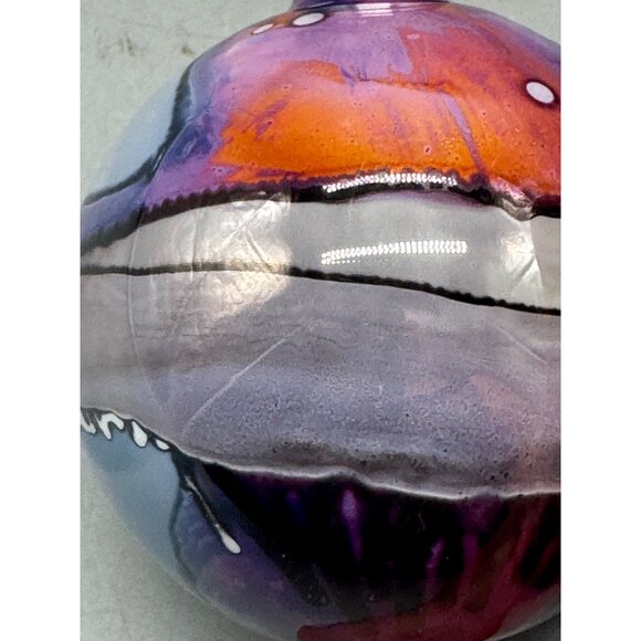 Handcrafted Glass bulb Holiday Ornament With Abstract Design multi color READ - Picture 4 of 5